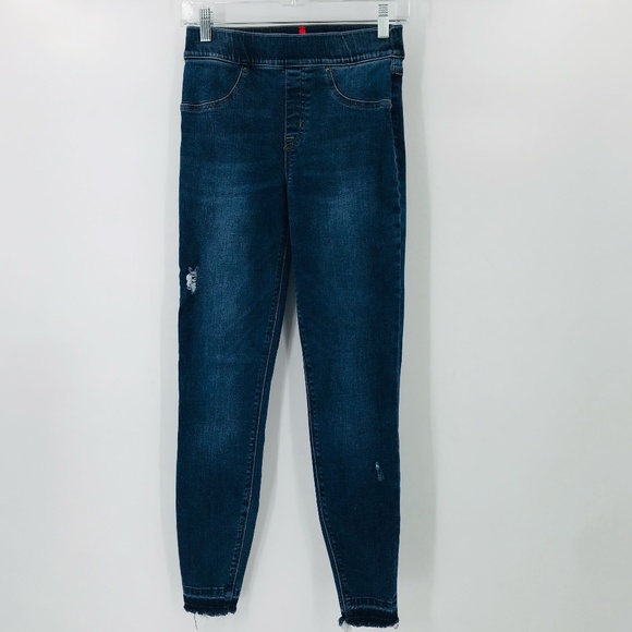 Spanx Distressed Ankle Skinny Jeans in Medium Wash Size Small - Picture 1 of 11